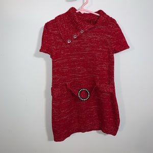 Red and silver knit girls size 7-8 dress.